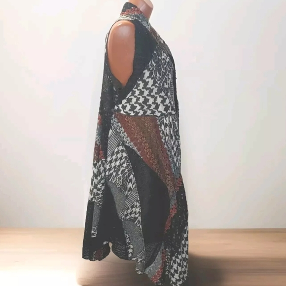 Paris Mues Sequin Cardigan Sweater Woman Med Patchwork Crochet Fairy Witchy Boho - Picture 3 of 9